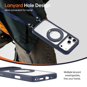 360 Rotating Bracket Holder Matte Anti-fingerprint Phone Strap Phone Case for iPhone 17 Pro-Pala