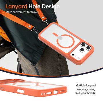 Clear Magnetic Skin Feel Matte Anti-fingerprint Phone Strap Phone Case for iPhone 17 Pro Max-Pala