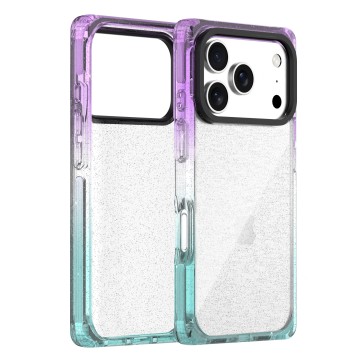 Glitter Gradient Shiny Clear Square Crystal Phone Case for iPhone 17 Pro series-Square Spectre