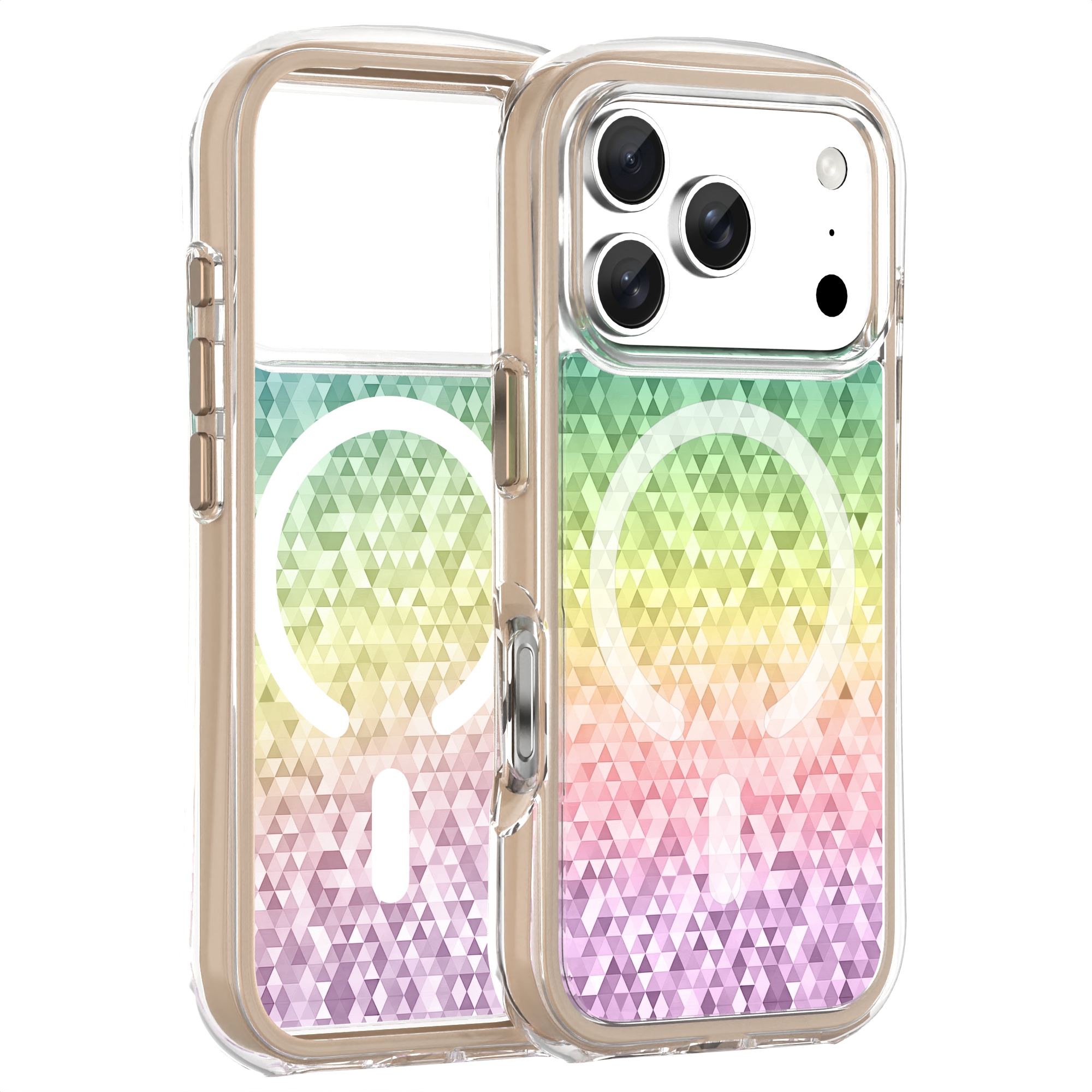 Shiny Diamond IMD/IML Pattern Clear Fashion Magnetic Phone Case for iPhone 17 Pro-Gala