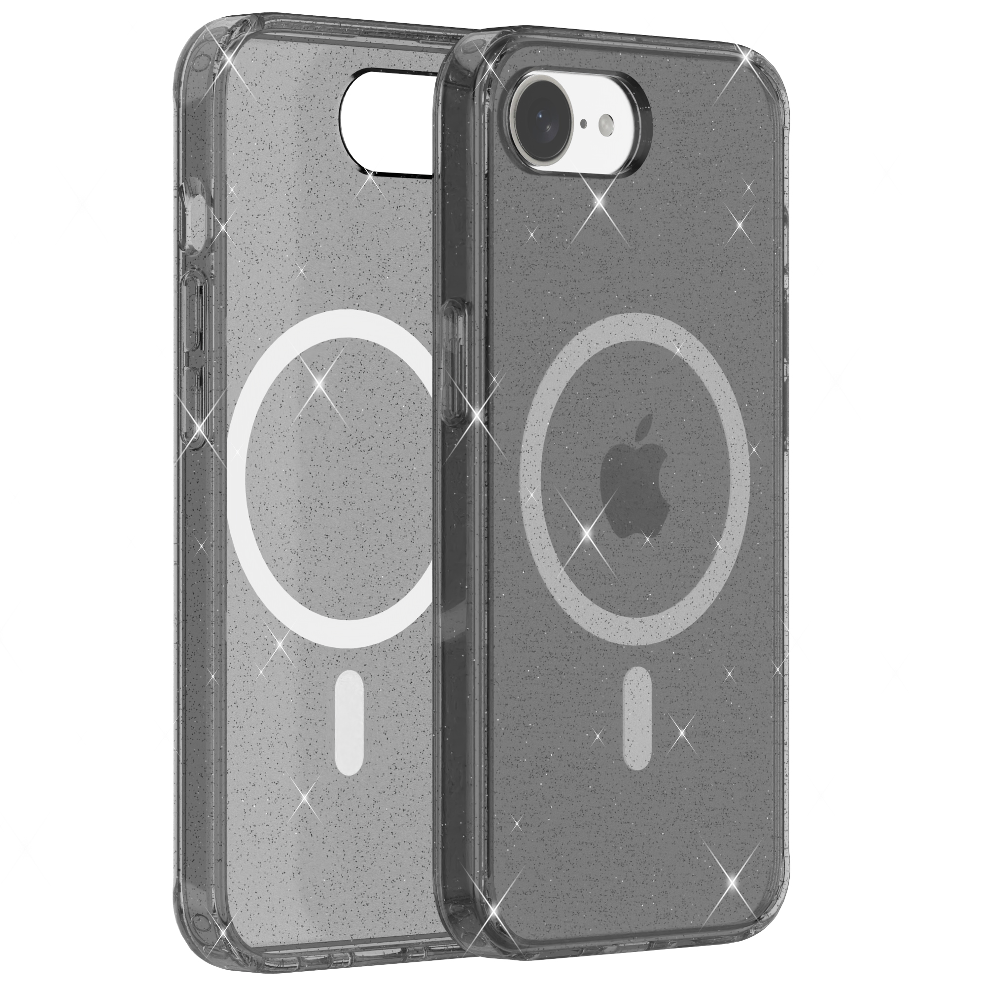 Glitter Shiny Luxury Clear TPU PC Hard Fashion N52 Magnet Phone Case for Phone 17E/SE4 Series-Neo Hybrid