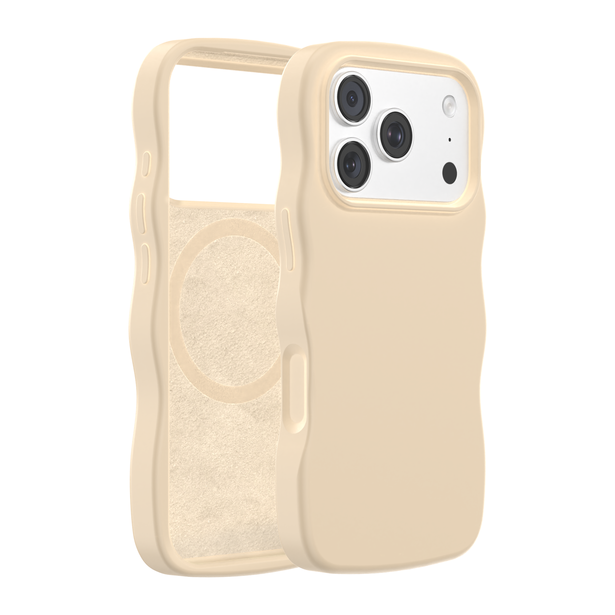 Wavy Liquid Silicone Soft Washable Skin Feel Magnetic Phone Case for iPhone 18 Pro-Flow