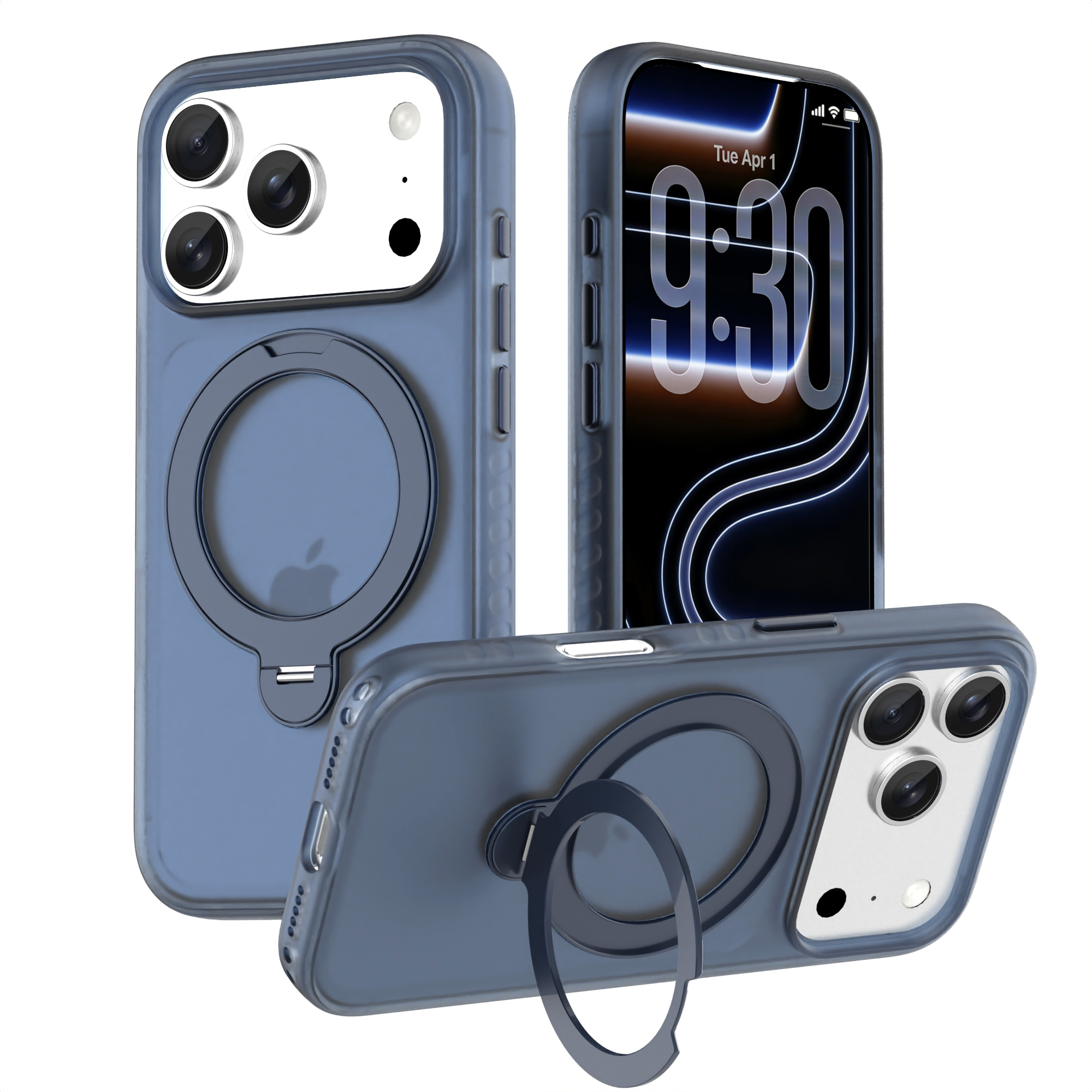 Skin Feel TPU PC Anti-Fingerprint 360 Rotating Holder Anti-Fall Phone Case for iPhone 18 Series-Slick