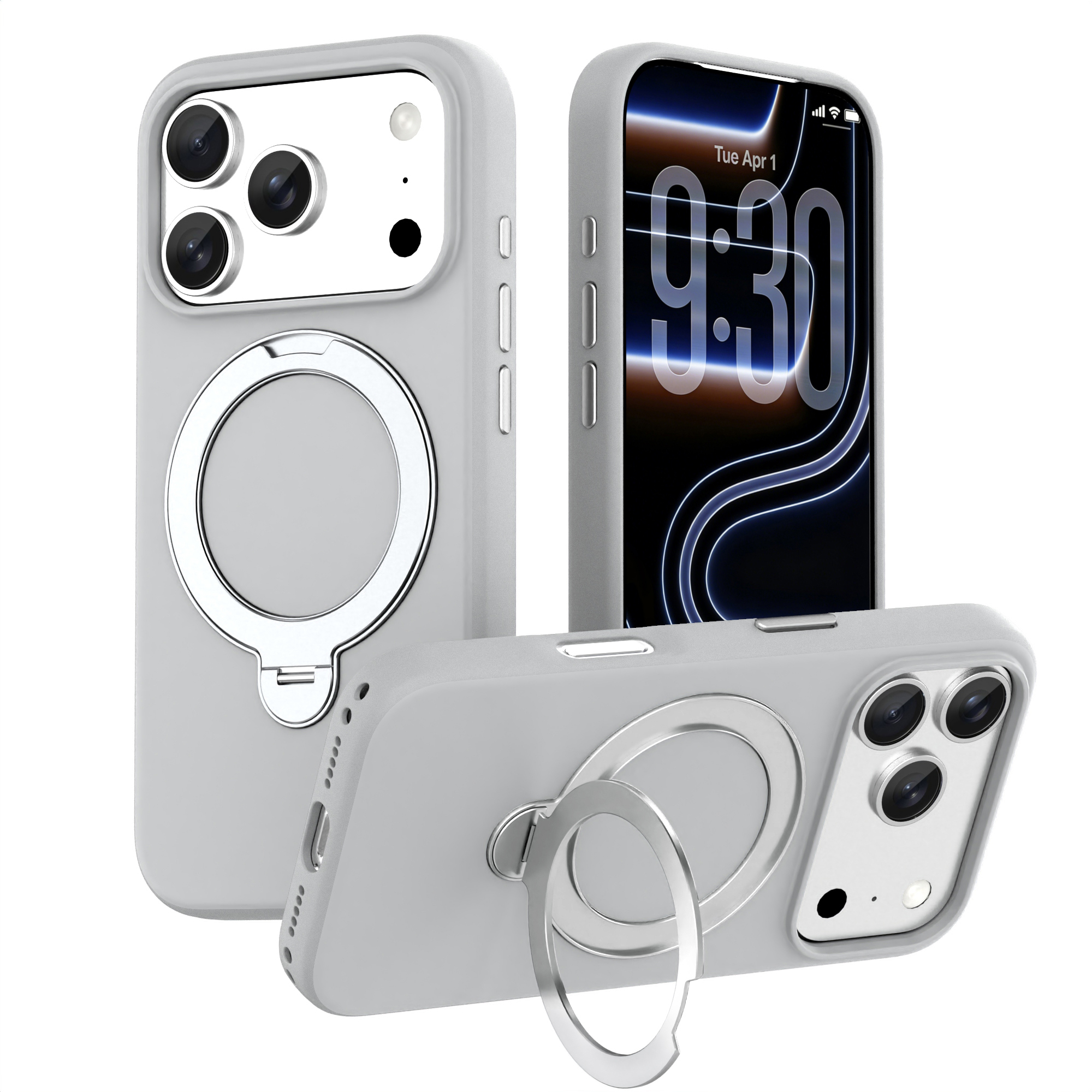 Pure Colorful 360 Spin Rotating Kickstand Holder Anti-Fall Phone Case for iPhone 18 series-Slick