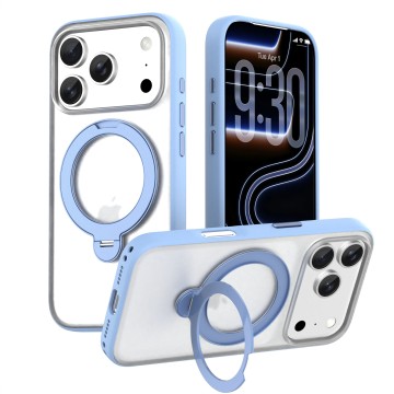 Clear PC Solid TPU Rotating Kickstand Holder Anti-Fall Phone Case for iPhone 18 series-Slick