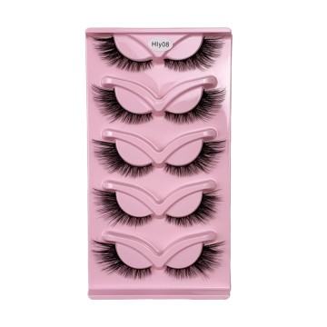 Hinarin Cat Eye Lashes – 3D Mink Fluffy 5 Pairs Winged End Eyelashes