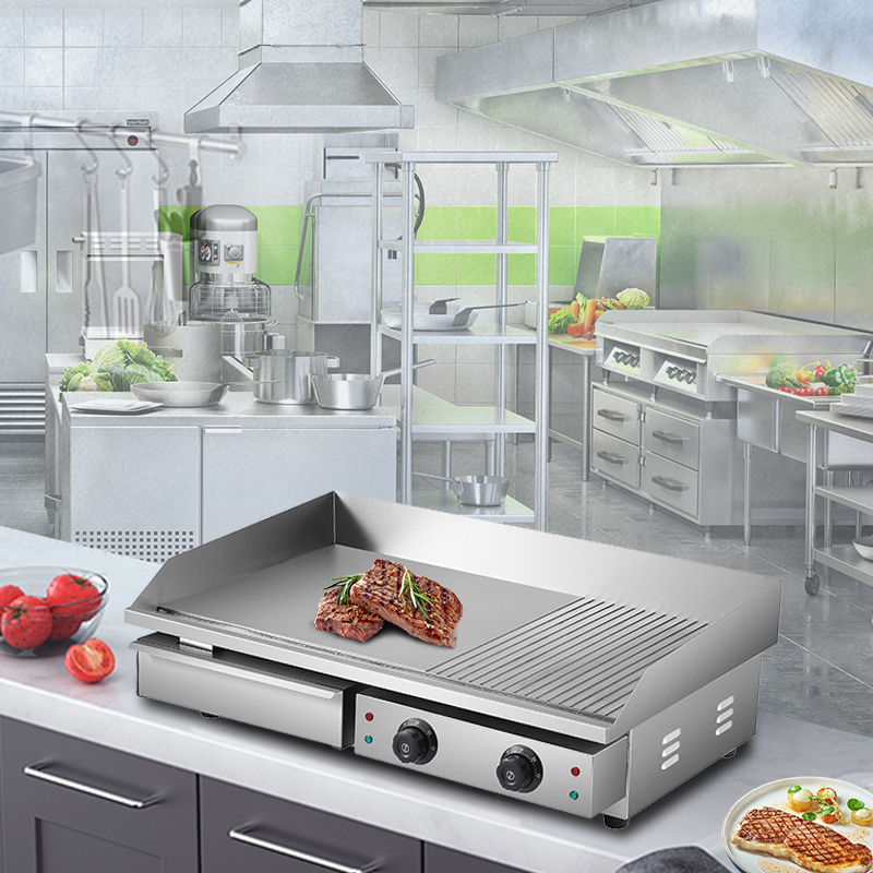 Electric Half Flat & Half Concave Griddle - Versatile Cooking!
