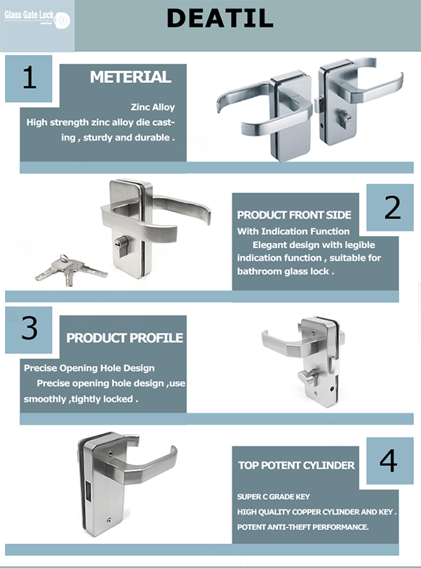 Fashionable and Versatile Rectangular Glass Door Lock (4)