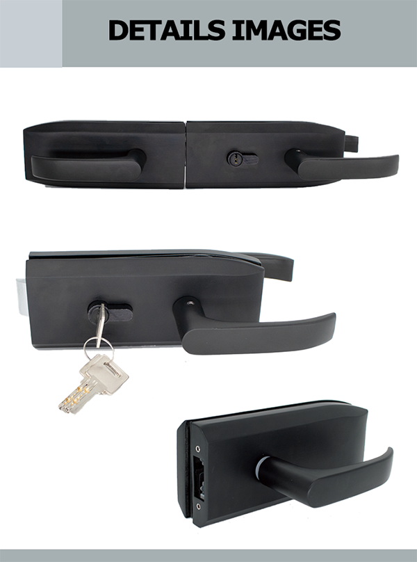 Stylish Matte Black Double Glass Door Lock A Fusion of Elegance and Security (2)