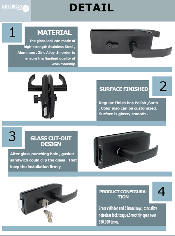 Stylish Matte Black Double Glass Door Lock A Fusion of Elegance and Security (3)