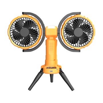F7300 Portable 8000mAh Rechargeable Dual-Heads Oscillating Outdoor Camping Fan