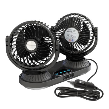 Oscillating Double Heads Car Fan for Truck SUV RV 12-24V F623U