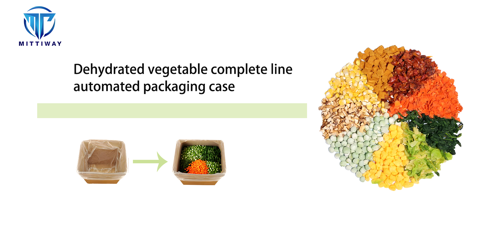 Dehydrated vegetable complete line automated packaging case