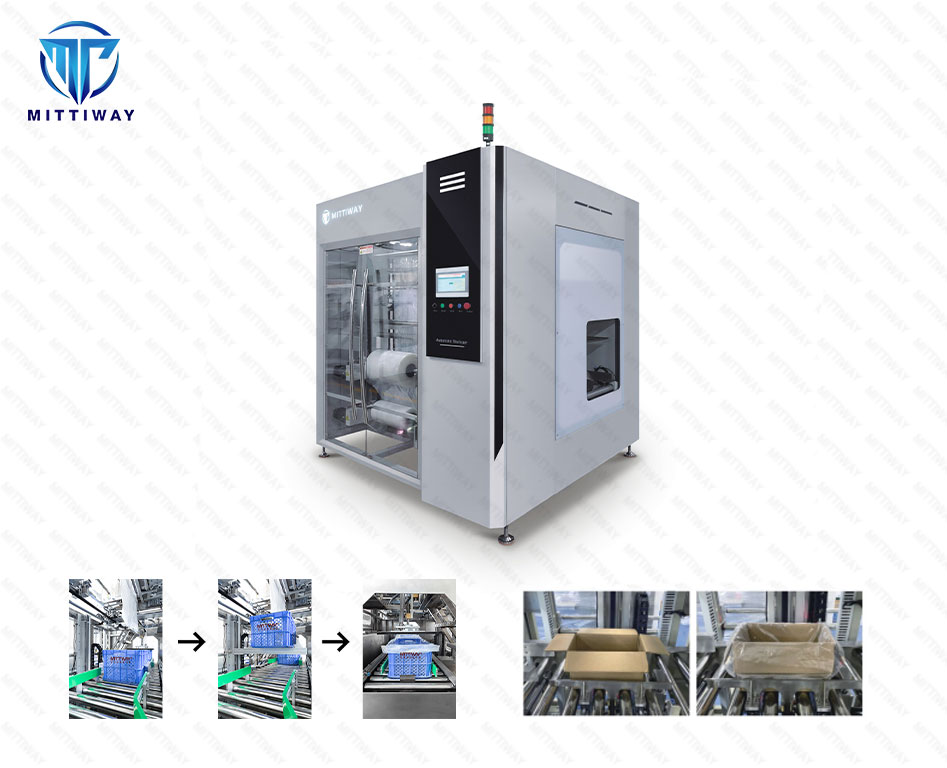 MTWT50Z Bag Inserter for Turnover Box/Plastic Basket Bag Inserter Machine