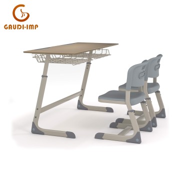 Double Adjustable School Desk And Chair For Children Use