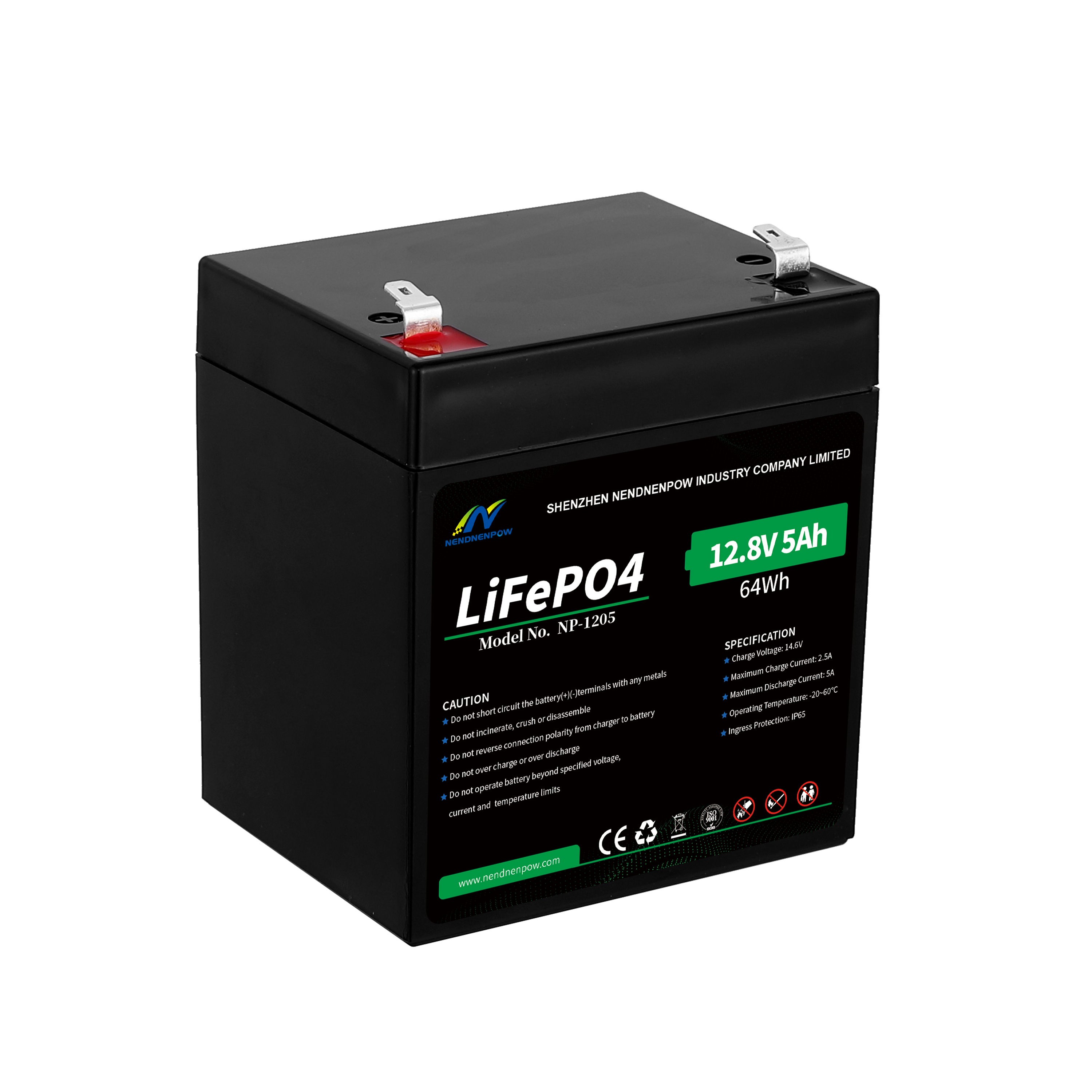 12.8V5Ah LiFePO4 BATTERY Replacement for lead acid battery