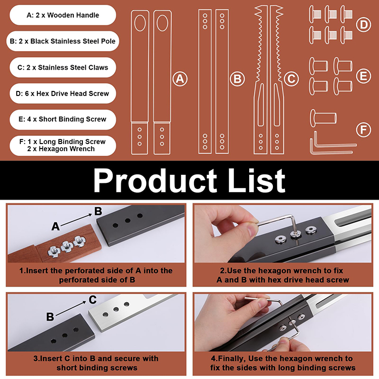 Heavy Duty Fire Tong and Fire Poker Set-4