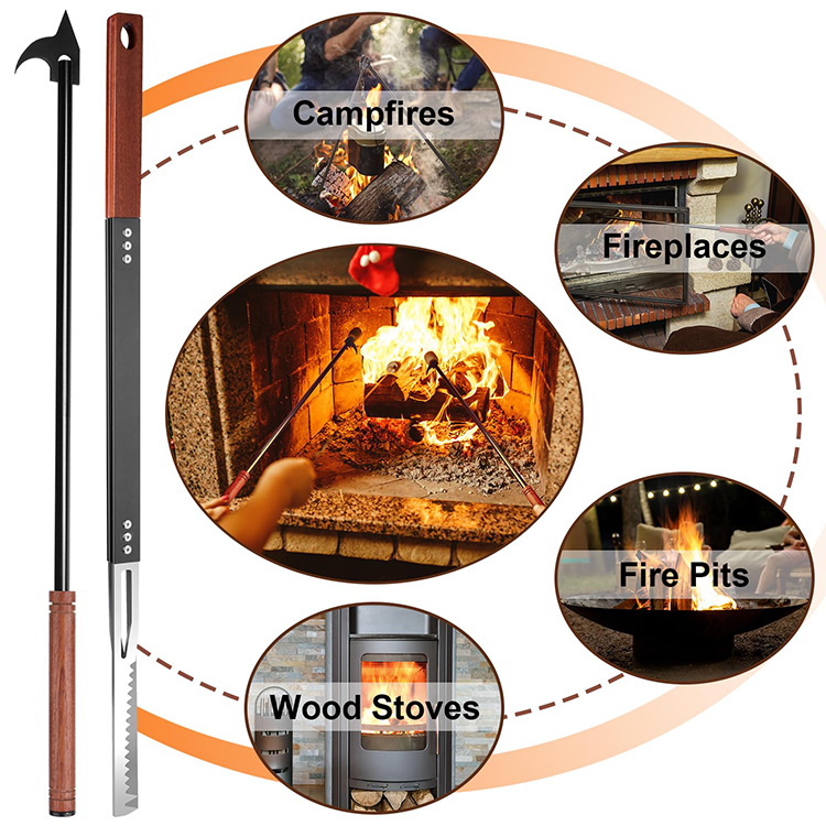 Heavy Duty Fire Tong and Fire Poker Set-5