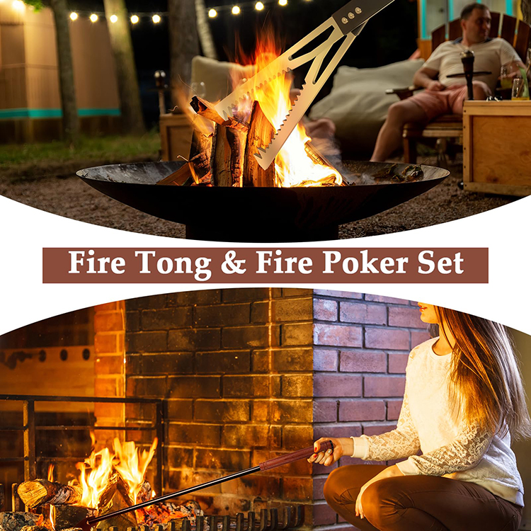 Heavy Duty Fire Tong and Fire Poker Set-7