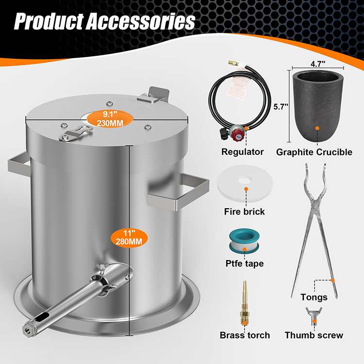 smelting furnace kit ,crucibles for melting metal-9