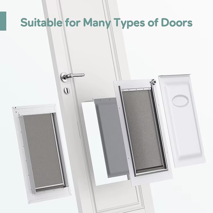 Smart and energy efficient dog pet door with all-season comfort protects pets from coming and going freely