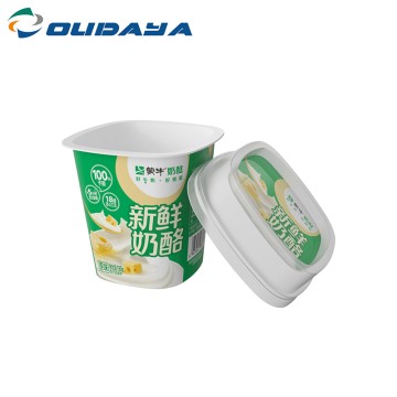 250ml PP IML Rectangular Cup For Cheese/Butter With PP Lid and Spoon
