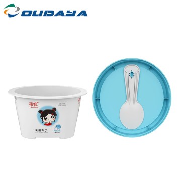 90ml PP IML Round Yogurt/Pudding Cup With Spoon