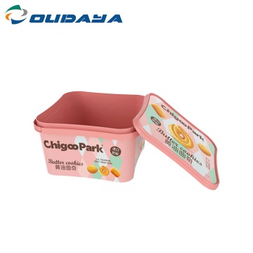 3L PP IML Shape Rectangular Biscuit/Cookies/Candy Containers with Lock