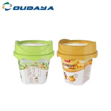 110ml PP IML Handle Shape Cup For Ice cream With Lid And Spoon ODY-064