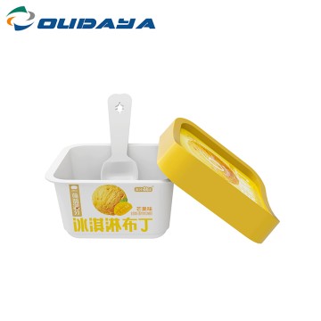 4oz/120ml PP IML Square Cup For Ice cream With Lid And Spoon ODY-065
