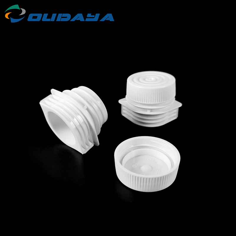 25mm PP/PE Plastik penutup muncung berkembar untuk produk pembungkusan cecair/serbuk kantung muncung