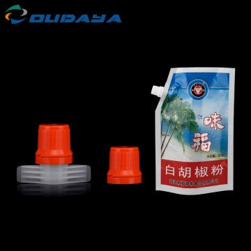 9.6mm PP/PE Plastic spout with long wing cap for spout pouch sauce packaging