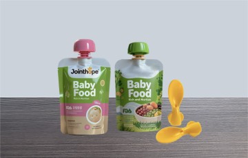 Custom Food Grade Aluminum Foil Fruit Muds Baby Food Pouches With Spout And Spoon