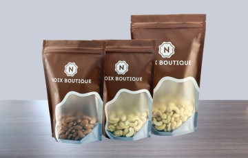 High-barrier Stand Up Pouch Bag with window For Nut Snack Packaging