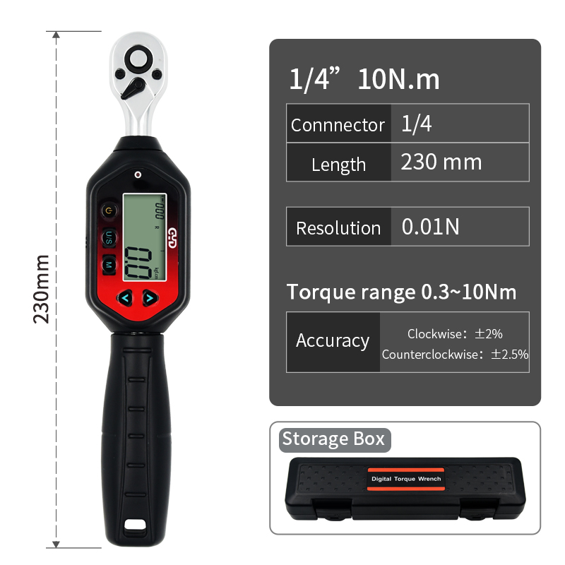 Digital Torque Wrench, GWM-10 1/4”0.3~10N.m ,GWM-30 1/4” 0.9~30N.m