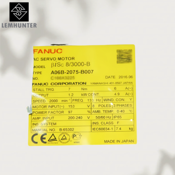A06B-0075-B007 A06B-2075-B007 FANUC AC Servo Motor