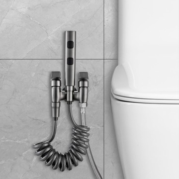OL-L01 Dual-Control Brass Bidet Sprayer - 2-Mode Pressurized, Retractable Hose for Easy Bathroom Cleaning