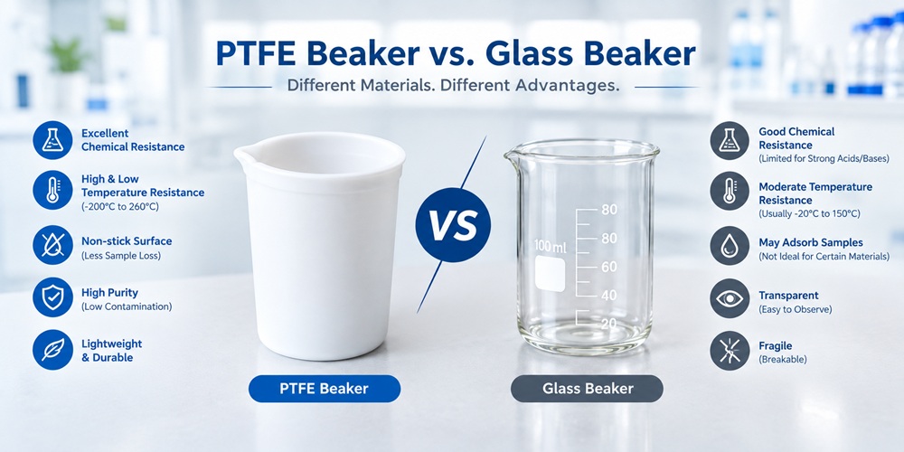 Evaluating the Durability and Chemical Inertness of PTFE Beakers vs. Glassware