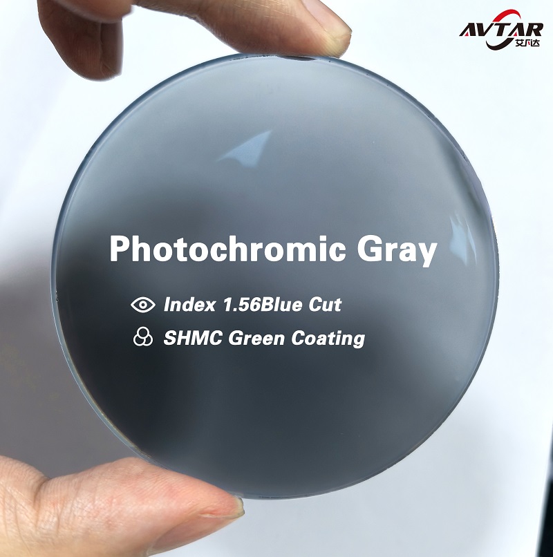 1.56 ASP Photochromic Gray SHMC Green Coating Optical Lens PG