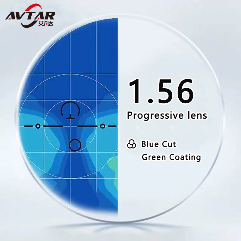 1.56 Progressive lens blue cut green coating optical lens high-definition