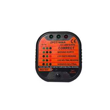 Socket Tester - BS/EU/UK/US/AU Standard Grounding & Polarity Checker, 30mA RCD/GFCI Trip Test, Home & Electrician Use, 1 Year Warranty