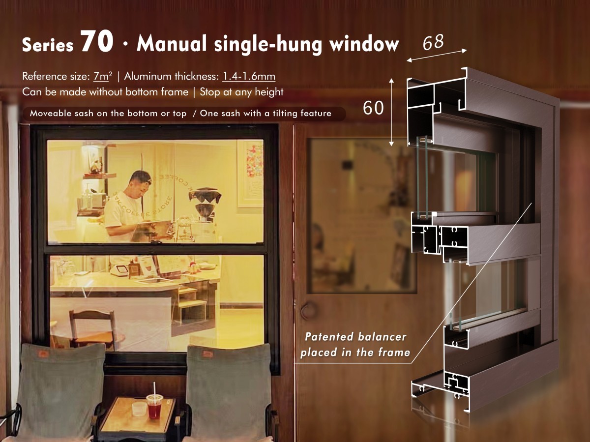 70 series custom 6063 aluminum folding window