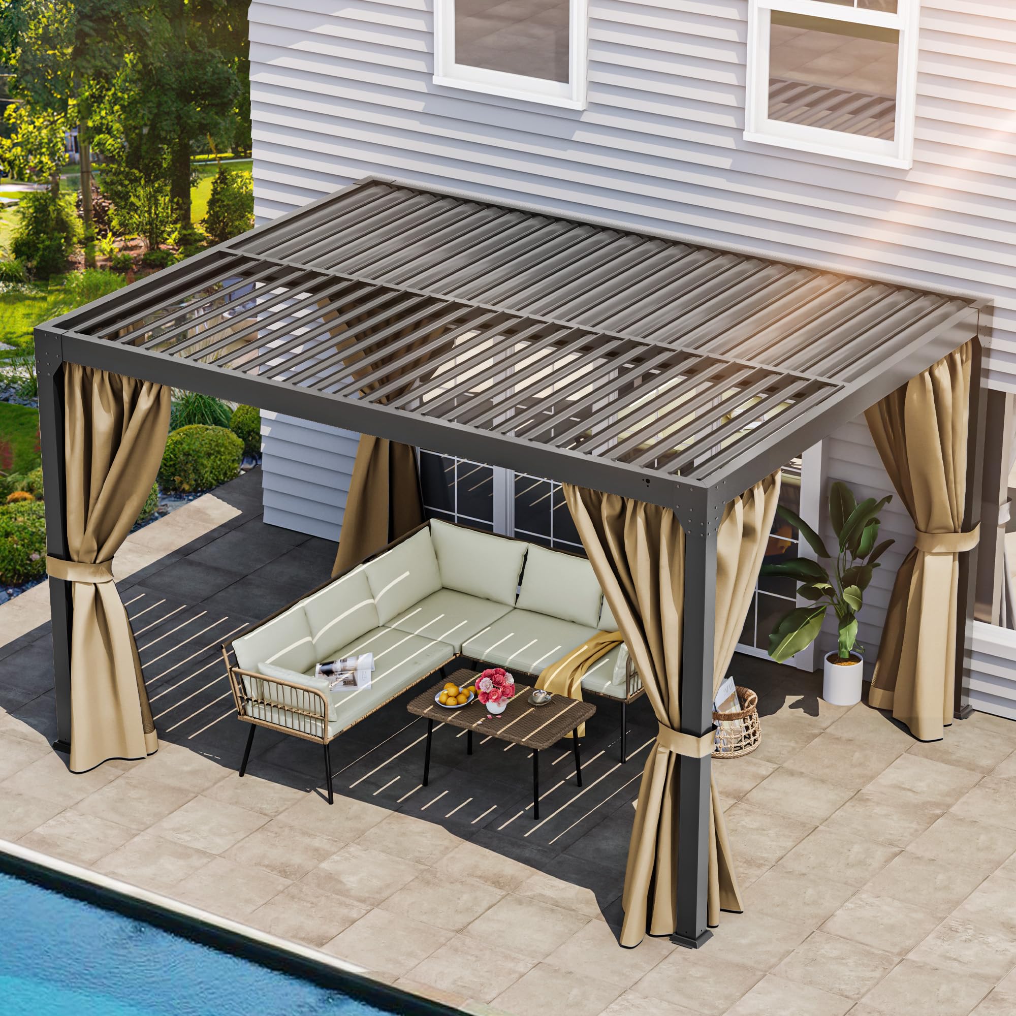 High Quality Wholesale Waterproof Louvered Roof Pergola Kits Modern ...