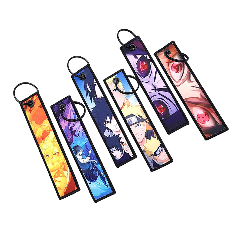 Double Sided Woven Logo Keychain Japanese Anime...