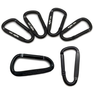 Black D Shape Carabiner Logo Clip Keychain Cara...