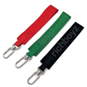 Portachiavi con cordino da polso in nylon jacquard intrecciato...