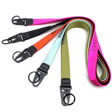 Laccetto da collo con portachiavi in ​​nylon con logo jacquard...