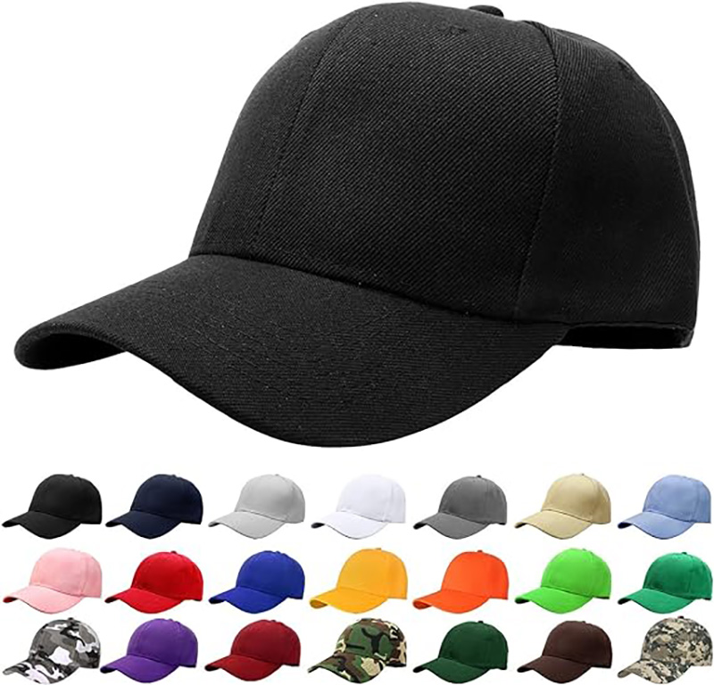 Damen Herren Baseballmützen Schlichte schwarze Baseballkappe Volltonfarben