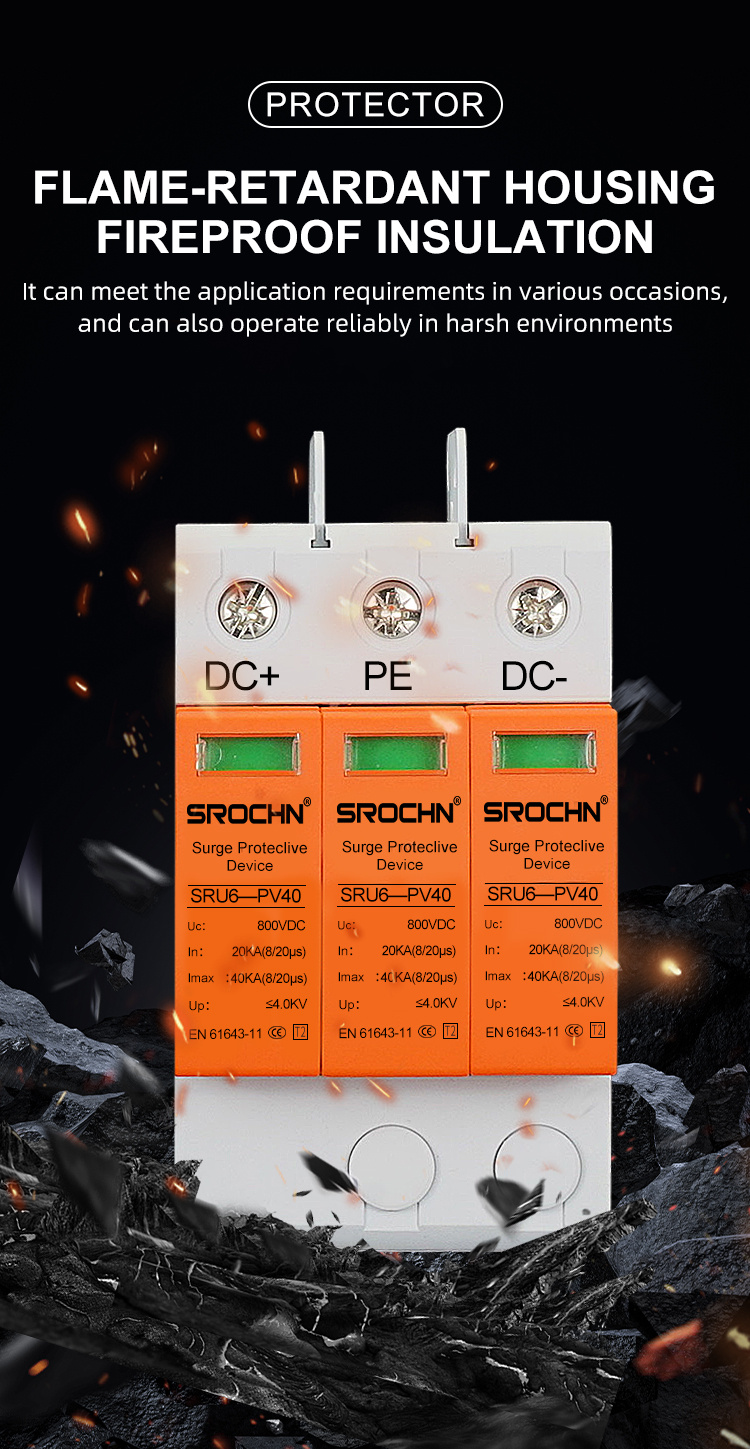 3P 800VDC T2 40kA Surge Protective Device 20kA SPD06