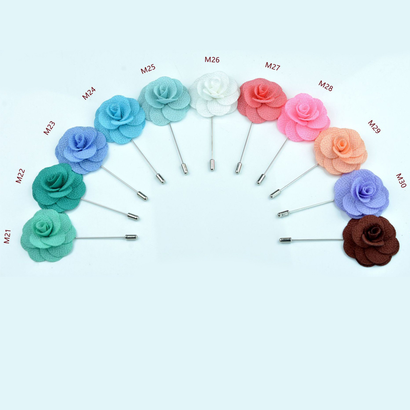 Wholesale  High Quality Handmade Fabric Camellia Flower Business Wedding Men's Lapel Pins BC-1078